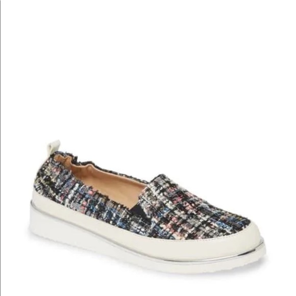 RON WHITE Sha-Nell TWEED boucle SLIP ON SNEAKER CUSHIONED COMFORT 37 1/2 - Picture 1 of 16